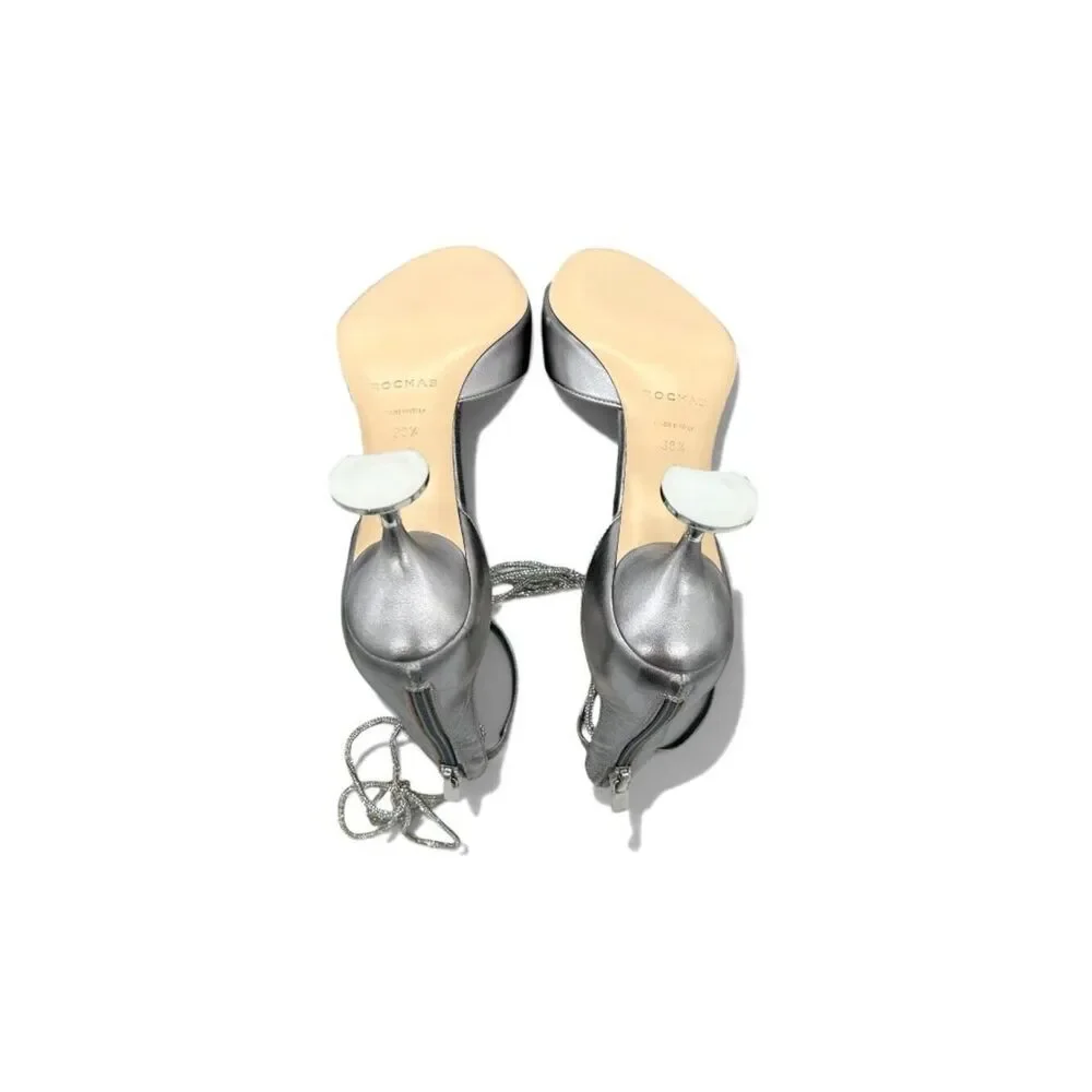 ROCHAS Embellished Icon 60mm Cromo Napa Liberty Crystal Tie Sandals EU 38.5